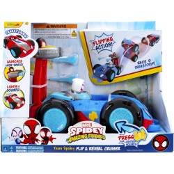 Marvel Spidey and His Amazing Friends Team Spidey Flip and Reveal Cruiser - Veicolo double-face da 27,9 cm con luci, suoni e la