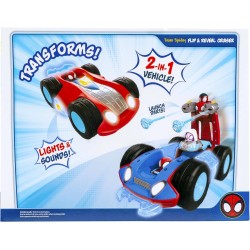 Marvel Spidey and His Amazing Friends Team Spidey Flip and Reveal Cruiser - Veicolo double-face da 27,9 cm con luci, suoni e la