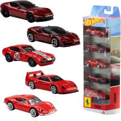 Hot Wheels Confezione da 5 Ferrari in scala 1:64