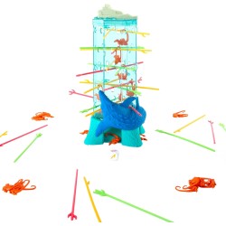 Mattel Games ​Salve le Scimmie Jurassic World La Rinascita, gioco per bambini e famiglia con torre oceanica e spinosauri ispira