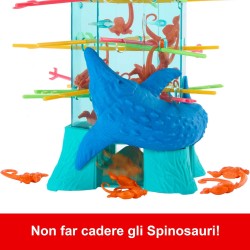 Mattel Games ​Salve le Scimmie Jurassic World La Rinascita, gioco per bambini e famiglia con torre oceanica e spinosauri ispira