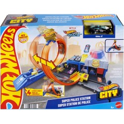 Hot Wheels City Super Stazione di Polizia Playset e macchinina JBM71