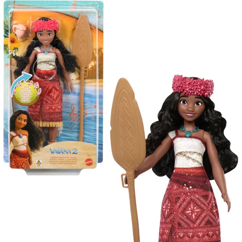 Mattel Disney Oceania 2 - Vaiana Avventure Musicali, bambola cantante con outfit e accessori. Canta We are Back in 4 lingue: In
