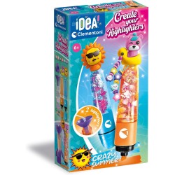 Clementoni Idea - 18130 Create Your Highlighters: Crazy Summer, Laboratorio degli Evidenziatori Personalizzati, Kit Creativo pe