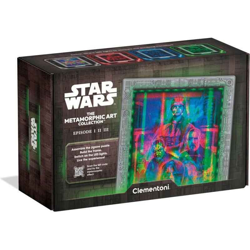 Clementoni - 35161 Star Wars Metamorphic Art Collection - Episode I II III Trilogia Prequel, Quadro Interattivo 520 Pezzi con C