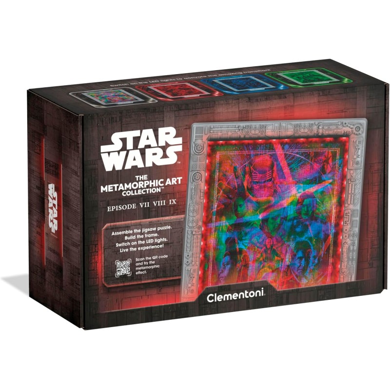 Clementoni - 35163 Star Wars Metamorphic Art Collection - Episode VII VIII IX Nuova Trilogia, Quadro Interattivo 520 Pezzi con 