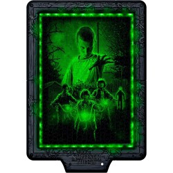 Clementoni - 35155 Stranger Things Metamorphic Art Collection - The Upside Down, Quadro Interattivo 520 Pezzi con Cornice e LED