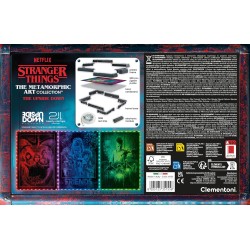 Clementoni - 35155 Stranger Things Metamorphic Art Collection - The Upside Down, Quadro Interattivo 520 Pezzi con Cornice e LED