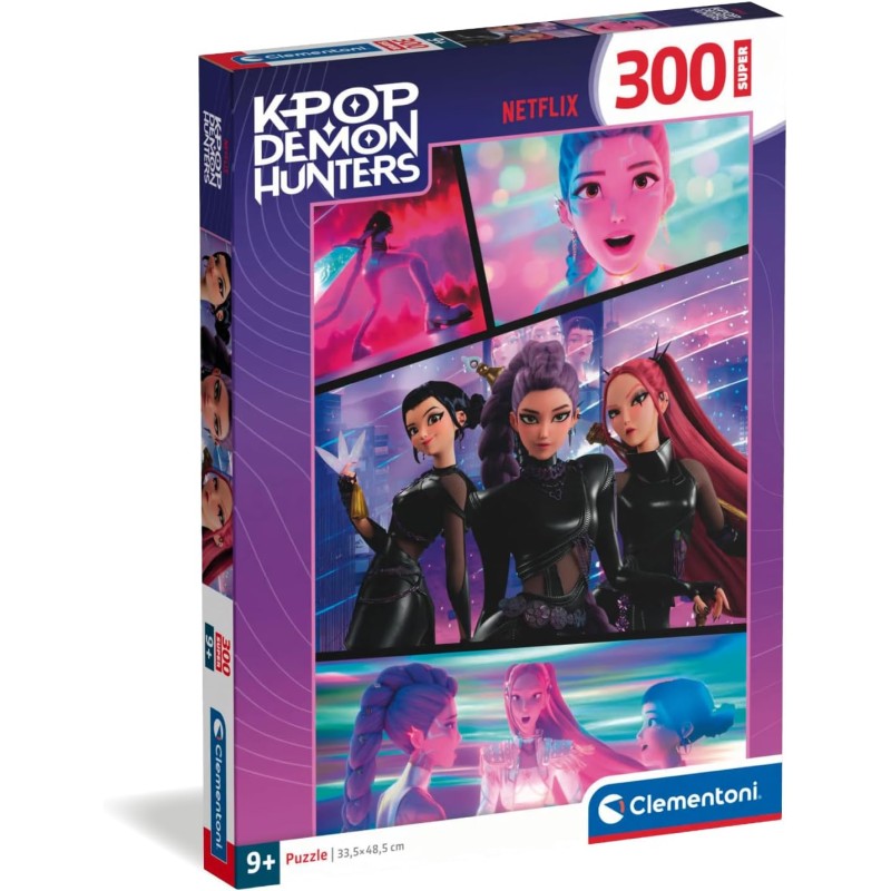 Clementoni - Puzzle per Bambini 300 Pezzi Super, per Bambini 9+ Anni, Illustrazione con Personaggi della Serie KPop Demon Hunte