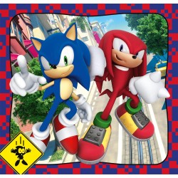 Clementoni - Sonic Supercolor Puzzle-Sonic-3x48 (Include 3 48 Pezzi) Bambini 5 Anni, Puzzle Cartoni Animati, Made in Italy, Mul
