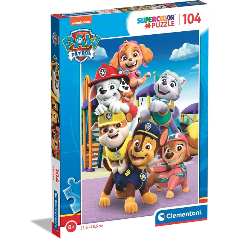 Clementoni - 27178 - Supercolor Puzzle - Paw Patrol - 104 Pezzi - Puzzle Bambini 6 Anni, Puzzle Cartoni Animati - Made In Italy