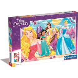 Clementoni - Le Principesse Disney & Sofia Princess Supercolor Puzzle, No Color, 104 Pezzi, 23714