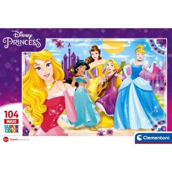 Clementoni - Le Principesse Disney & Sofia Princess Supercolor Puzzle, No Color, 104 Pezzi, 23714