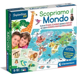 Clementoni - Sapientino più - Scopriamo Educativo 6 Anni sulla Geografia, Geografico del Mondo, Planisfero, Gioco Pianeta Terra