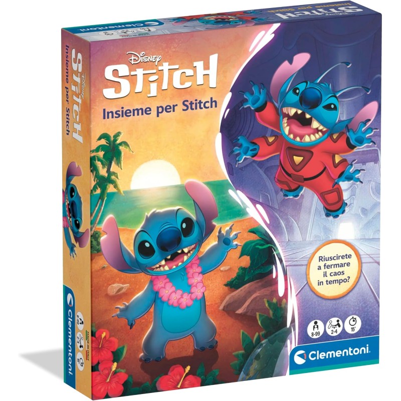 Clementoni Board Games - 16911 Disney Stitch Mission 626 The Inside Battle, Gioco da Tavolo Bambini 8+ Anni, Sfida di Squadra c