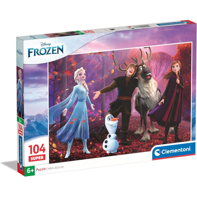 Clementoni - 25771 - Supercolor Puzzle - Disney Frozen - 104 Pezzi - Puzzle Bambini 6 Anni, Puzzle Cartoni Animati, Made In Ita
