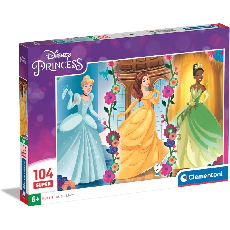 Clementoni - 25772 - Supercolor Puzzle - Disney Princess - 104 Pezzi - Puzzle Bambini 6 Anni, Puzzle Cartoni Animati, Made In I