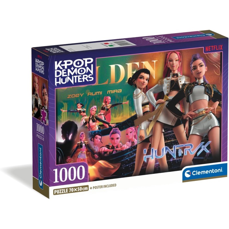 Clementoni Puzzle 1000 Pezzi per Adulti e Ragazzi, Illustrazione con Tema KPop Demon Hunters, Idea Regalo, Made in Italy, 70x50