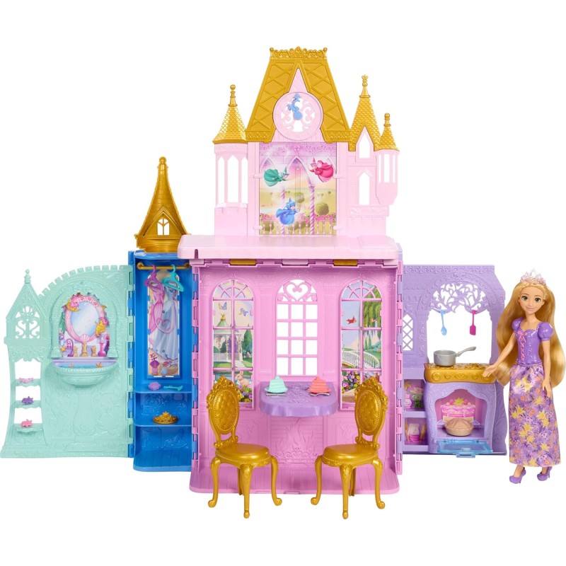 Mattel Disney Princess Bambola Rapunzel e Castello CLOSE & CARRY, JLK27