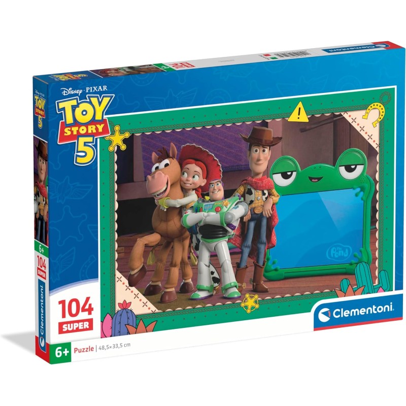 Clementoni - 28103 Puzzle 104 Pezzi Supercolor, per Bambini 6+ Anni, Illustrazione Disney Pixar Toy Story 5, Idea Regalo, Made 