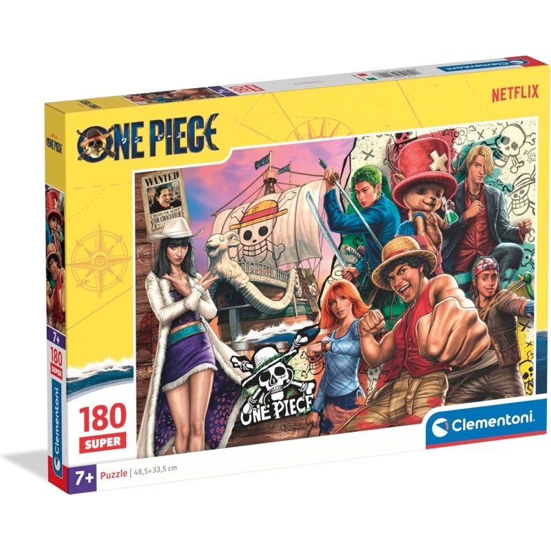 Clementoni - 28104 Puzzle 180 Pezzi Supercolor, per Bambini 7+ Anni, Illustrazione One Piece, Idea Regalo, Made in Italy, 48,5x