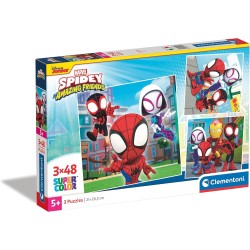 Clementoni - 25294 - Supercolor Puzzle - Marvel Spidey And His Amazing Friends - 3x48 Pezzi (Include 3 Puzzle Da 48 Pezzi) - Pu