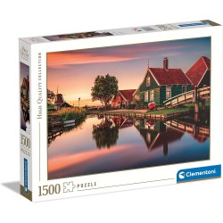 Clementoni Collection Puzzle 1500 Pezzi, Illustrazione Paesaggio Zaanse Schans Olanda al Tramonto, Idea Regalo, Made in Italy, 