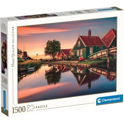 Clementoni Collection Puzzle 1500 Pezzi, Illustrazione Paesaggio Zaanse Schans Olanda al Tramonto, Idea Regalo, Made in Italy, 