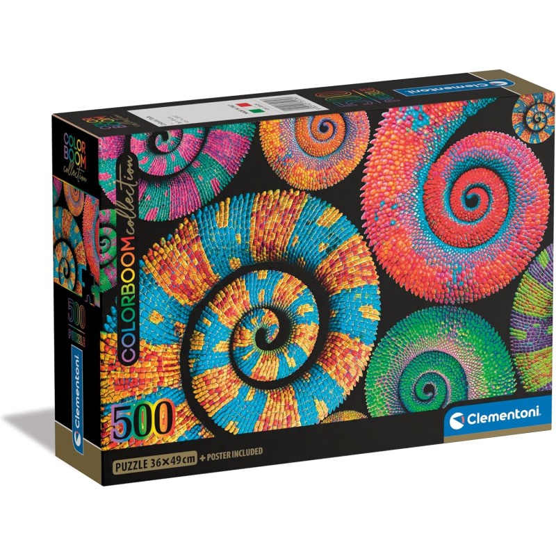 Clementoni - 35529 Color Boom Collection Puzzle 500 Pezzi per Adulti e Ragazzi, Illustrazione Astratta Colorata Curly Tails, Id