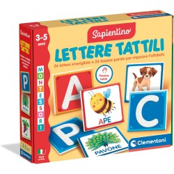 Clementoni Sapientino Montessori - Lettere Tattili, Gioco Educativo per Bambini 3-5 Anni con Flashcards per Imparare Alfabeto e