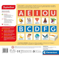 Clementoni Sapientino Montessori - Lettere Tattili, Gioco Educativo per Bambini 3-5 Anni con Flashcards per Imparare Alfabeto e