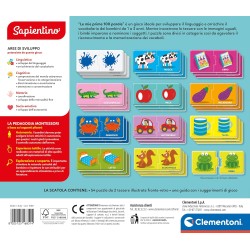 Clementoni - Sapientino Montessori Le Mie Prime 100 Parole, Gioco Educativo Bambini 1-3 Anni con 54 Puzzle a Incastro per Impar