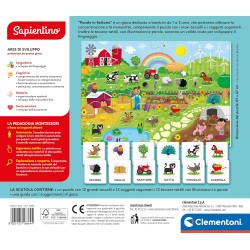 Clementoni Sapientino Montessori - Parole in Fattoria, Gioco Educativo con Puzzle Animali Sagomati per Bambini 1-3 Anni, Svilup
