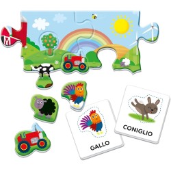 Clementoni Sapientino Montessori - Parole in Fattoria, Gioco Educativo con Puzzle Animali Sagomati per Bambini 1-3 Anni, Svilup