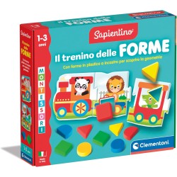 Clementoni Sapientino Montessori - Il Trenino delle Forme, Gioco Educativo per Bambini 1-3 Anni, Puzzle a Incastro per Riconosc