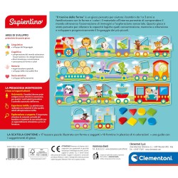 Clementoni Sapientino Montessori - Il Trenino delle Forme, Gioco Educativo per Bambini 1-3 Anni, Puzzle a Incastro per Riconosc