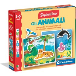 Clementoni Sapientino Montessori - Gli Animali, Gioco Educativo Metodo Montessoriano per Bambini 3-5 Anni, per Scoprire e Class