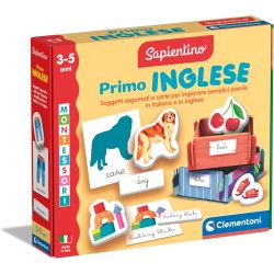 Clementoni Sapientino Montessori - Primo Inglese, Gioco Educativo Metodo Montessoriano per Bambini 3-5 Anni, Carte Illustrate p