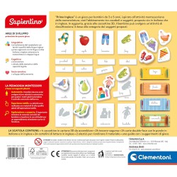 Clementoni Sapientino Montessori - Primo Inglese, Gioco Educativo Metodo Montessoriano per Bambini 3-5 Anni, Carte Illustrate p