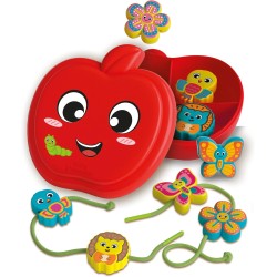 Clementoni Baby Happy Apple & Friends, Gioco Montessori da Infilare, attività Educativa Bambini 18+ Mesi, Stimola Manualità