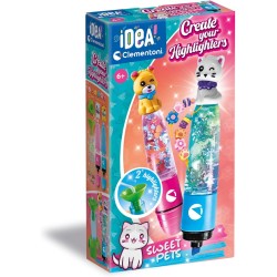 Clementoni Idea - Create Your Highlighters: Sweet Pets, Laboratorio degli Evidenziatori Personalizzati, Kit Creativo per Bambin