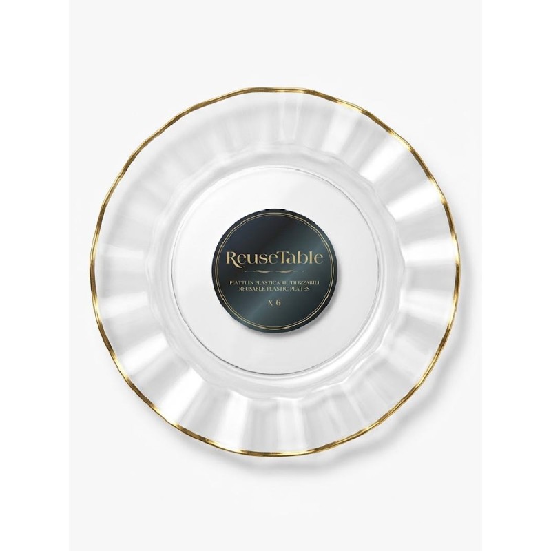 PIATTI RIUTILIZZABILI CM 25 PZ 6 WAVE CRYSTAL GOLD