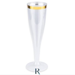 Flute in Plastica Riutilizzabile Trasparente e Oro 140 cc "ReuseTable" 6 pz