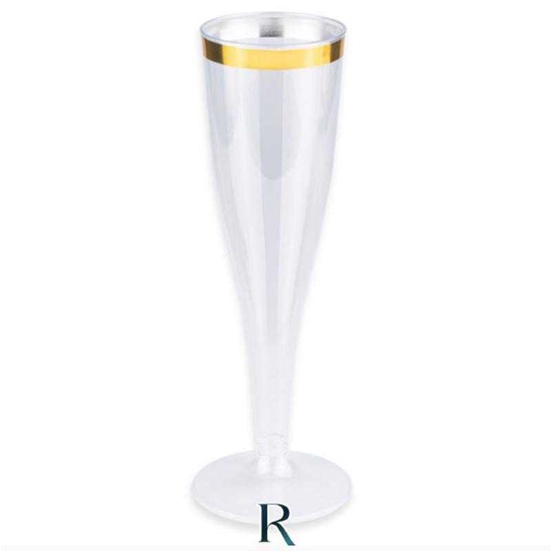 Flute in Plastica Riutilizzabile Trasparente e Oro 140 cc "ReuseTable" 6 pz