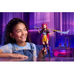Mattel KPop Demon Hunters - Mira di HUNTR/X, bambola dai lunghi capelli rosa e outfit per la canzone "How It s Done", accessori