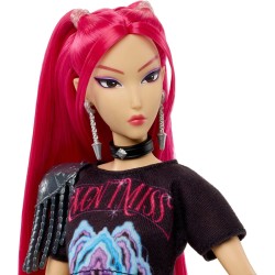 Mattel KPop Demon Hunters - Mira di HUNTR/X, bambola dai lunghi capelli rosa e outfit per la canzone "How It s Done", accessori