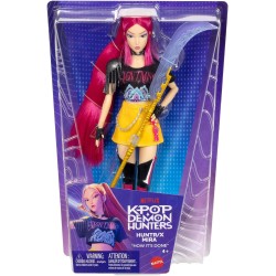 Mattel KPop Demon Hunters - Mira di HUNTR/X, bambola dai lunghi capelli rosa e outfit per la canzone "How It s Done", accessori