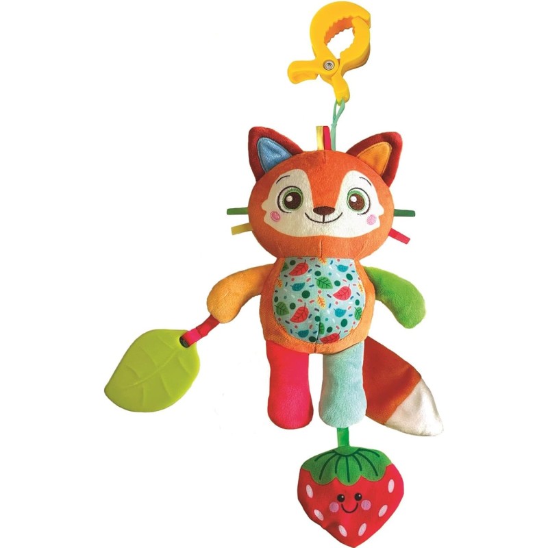 Clementoni Baby - Easy-Peasy Soft Fox, Peluche da Viaggio Bambini 0+ Mesi, Sonaglino Frusciante con Pendente Mordicchioso, Pinz