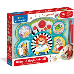 Clementoni Baby - Batteria degli Animali, Strumento Musicale Elettronico 18+ Mesi, 10 Basi Musicali e Suoni Realistici, Svilupp