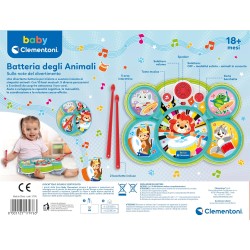 Clementoni Baby - Batteria degli Animali, Strumento Musicale Elettronico 18+ Mesi, 10 Basi Musicali e Suoni Realistici, Svilupp